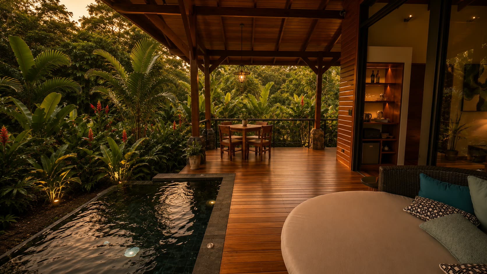 Villa terrace at sunset